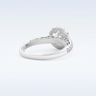 1.01 CT Halo and Pave Engagement Ring Featuring Round Moissanite