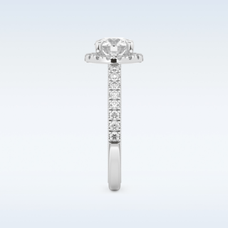 1.01 CT Halo and Pave Engagement Ring Featuring Round Moissanite