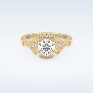 1 CT Pave Engagement Ring Featuring Round Moissanite
