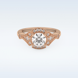 1 CT Pave Engagement Ring Featuring Round Moissanite