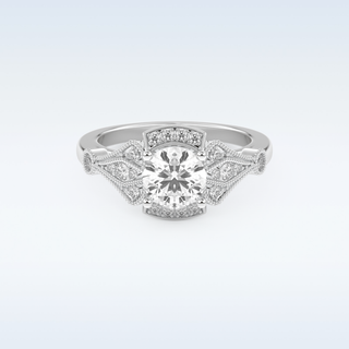 1 CT Pave Engagement Ring Featuring Round Moissanite