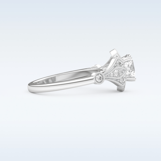 1 CT Pave Engagement Ring Featuring Round Moissanite