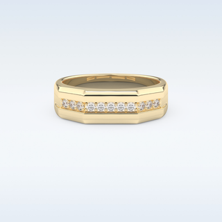 Flush Setting Style Wedding Band with 0.17 CT Round Cut Moissanite