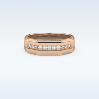 Flush Setting Style Wedding Band with 0.17 CT Round Cut Moissanite