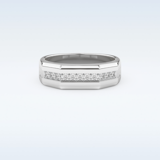 Flush Setting Style Wedding Band with 0.17 CT Round Cut Moissanite