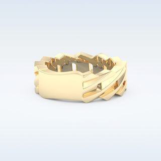 Blade Style Wedding Band with Moissanite