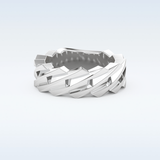 Blade Style Wedding Band with Moissanite