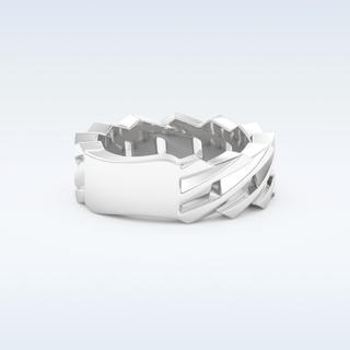 Blade Style Wedding Band with Moissanite