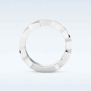 Blade Style Wedding Band with Moissanite