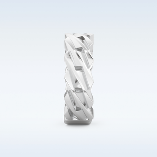 Blade Style Wedding Band with Moissanite