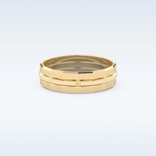 Triple Band Style Wedding Band with Moissanite