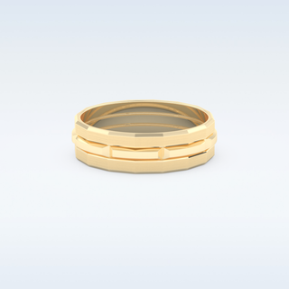 Triple Band Style Wedding Band with Moissanite