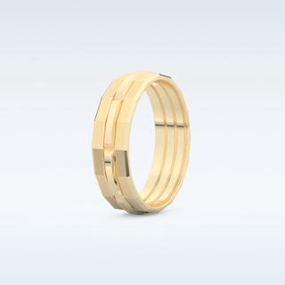 Triple Band Style Wedding Band with Moissanite