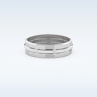 Triple Band Style Wedding Band with Moissanite