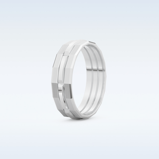 Triple Band Style Wedding Band with Moissanite