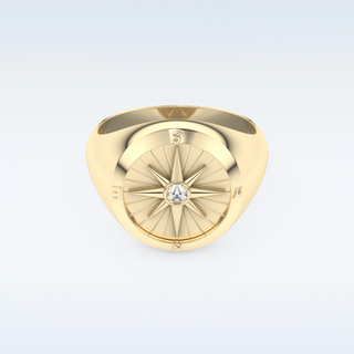 Compass Design Wedding Band with 0.04 CT Round Cut Moissanite