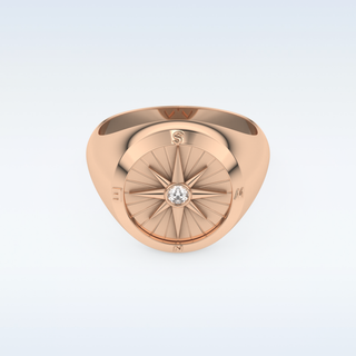 Compass Design Wedding Band with 0.04 CT Round Cut Moissanite