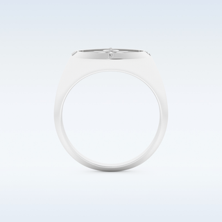 Compass Design Wedding Band with 0.04 CT Round Cut Moissanite