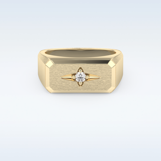 Signet Style Wedding Band with 0.06 CT Round Cut Moissanite