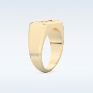 Signet Style Wedding Band with 0.06 CT Round Cut Moissanite