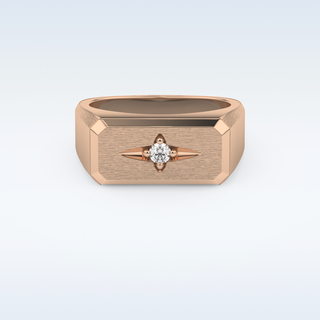 Signet Style Wedding Band with 0.06 CT Round Cut Moissanite