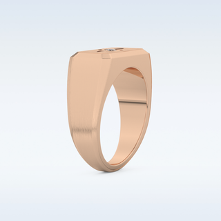 Signet Style Wedding Band with 0.06 CT Round Cut Moissanite