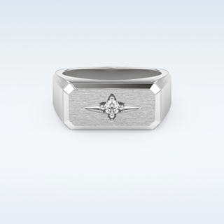 Signet Style Wedding Band with 0.06 CT Round Cut Moissanite