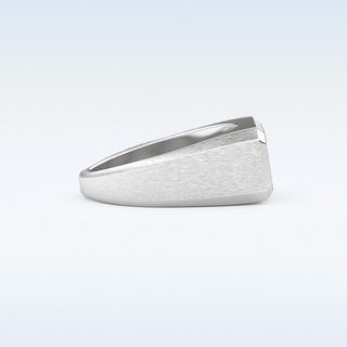 Signet Style Wedding Band with 0.06 CT Round Cut Moissanite
