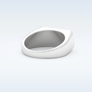 Signet Style Wedding Band with 0.06 CT Round Cut Moissanite