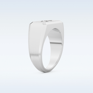 Signet Style Wedding Band with 0.06 CT Round Cut Moissanite