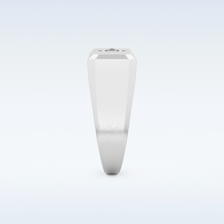 Signet Style Wedding Band with 0.06 CT Round Cut Moissanite