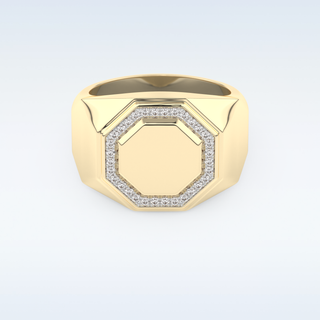 Signet Style Wedding Band with 0.18 CT Round Cut Moissanite