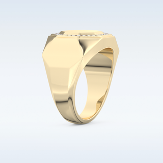 Signet Style Wedding Band with 0.18 CT Round Cut Moissanite