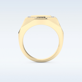 Signet Style Wedding Band with 0.18 CT Round Cut Moissanite