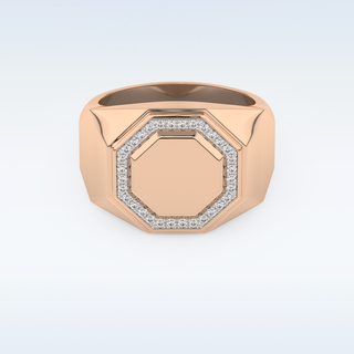 Signet Style Wedding Band with 0.18 CT Round Cut Moissanite