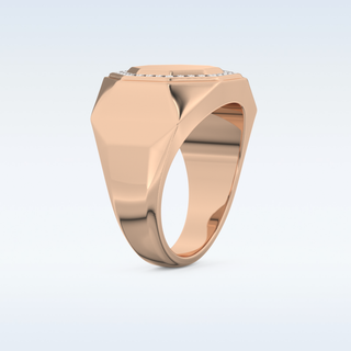 Signet Style Wedding Band with 0.18 CT Round Cut Moissanite
