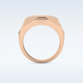 Signet Style Wedding Band with 0.18 CT Round Cut Moissanite
