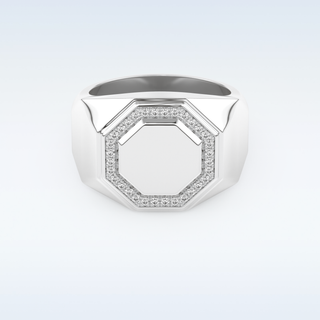 Signet Style Wedding Band with 0.18 CT Round Cut Moissanite
