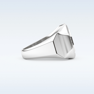 Signet Style Wedding Band with 0.18 CT Round Cut Moissanite