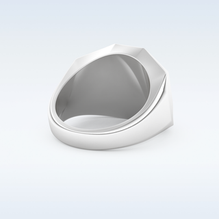 Signet Style Wedding Band with 0.18 CT Round Cut Moissanite