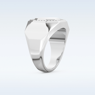 Signet Style Wedding Band with 0.18 CT Round Cut Moissanite