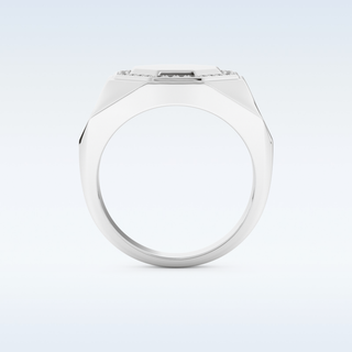 Signet Style Wedding Band with 0.18 CT Round Cut Moissanite