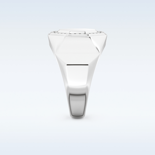 Signet Style Wedding Band with 0.18 CT Round Cut Moissanite