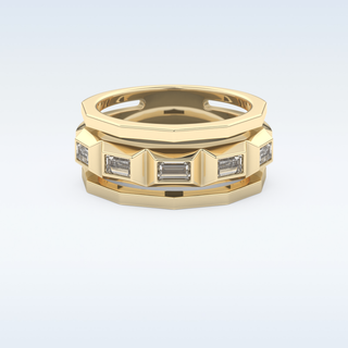 Five Stones Style Wedding Band with 0.67 CT Baguette Cut Moissanite
