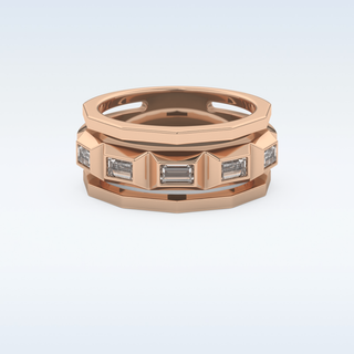 Five Stones Style Wedding Band with 0.67 CT Baguette Cut Moissanite