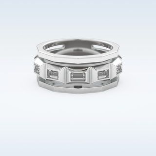 Five Stones Style Wedding Band with 0.67 CT Baguette Cut Moissanite