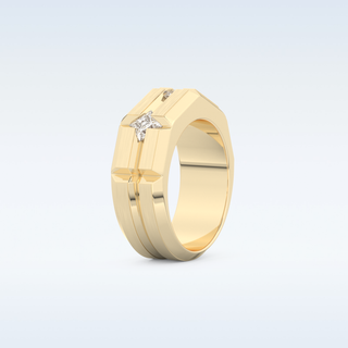 Three Stones Style Wedding Band with 0.71 CT Princess Cut Moissanite