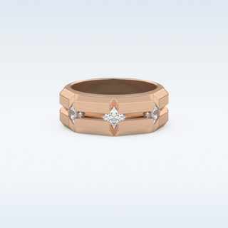 Three Stones Style Wedding Band with 0.71 CT Princess Cut Moissanite