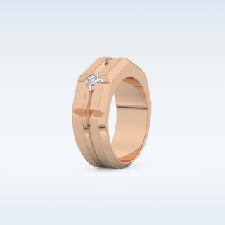 Three Stones Style Wedding Band with 0.71 CT Princess Cut Moissanite