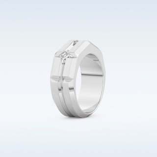 Three Stones Style Wedding Band with 0.71 CT Princess Cut Moissanite